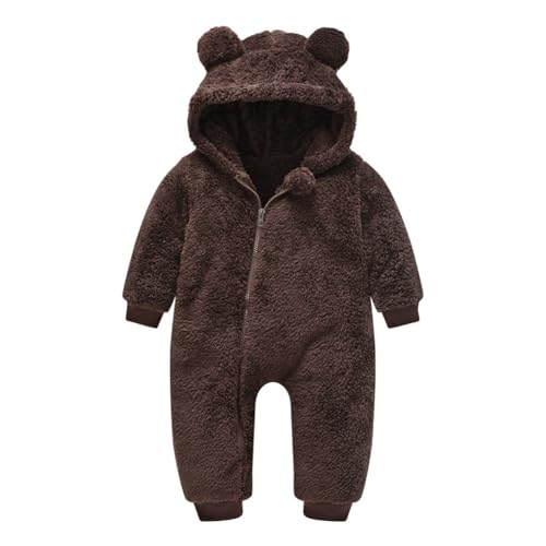 Valcatch Neugeborenes Baby Junge Mädchen Schneeanzug Säugling Bär Ohr Fleece Kapuze Strampler Leichter Warmer Winter Overall Mantel 3-18M von Valcatch