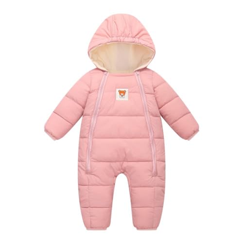 Valcatch Neugeborenes Baby Junge Mädchen Schneeanzug Säugling Verdickter Overall Warmer Winter Daunenmantel Fleece Gefüttert Lange Kapuze Strampler 0-12M von Valcatch