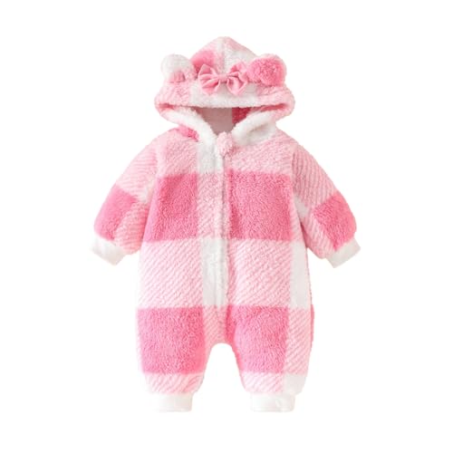 Valcatch Säugling Baby Jungen Mädchen Fleece Overall Kapuzenstrampler Langarm Oberbekleidung mit Reißverschluss Outfits Warmer Winter Schneeanzug von Valcatch