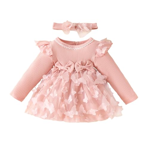 Valcatch Strampler Kleid für Säugling Baby Mädchen Langarm Tüll Kleid Besondere Anlässe Outfits Fotoshooting Kleidung Prinzessin Kleid von Valcatch