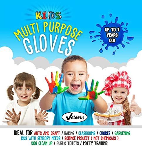 Valdern" Kinder Mehrzweck LATEX FREE - PULVERFREIE EINWEGHANDSCHUHE Wegwerf Handschuhe für Kinder (Gemischte Farben - 20 Paare) von Geakv