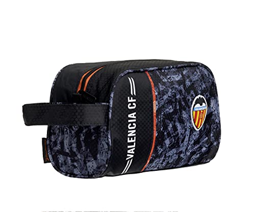 Valencia CF Kulturbeutel – 1 Tasche mit Reißverschluss, einfacher Tragegriff – Maße 25 x 15,5 x 11 cm, Farbe Schwarz von Valencia CF