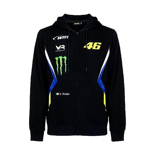 Valentino Rossi Kapuzenpullover mit durchgehendem Reißverschluss VR46 WRT Line,Mann,Schwarz,M von Valentino Rossi