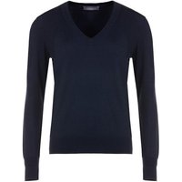 Valiente Jaquard-Struktur Strick V Pullover navy von Valiente