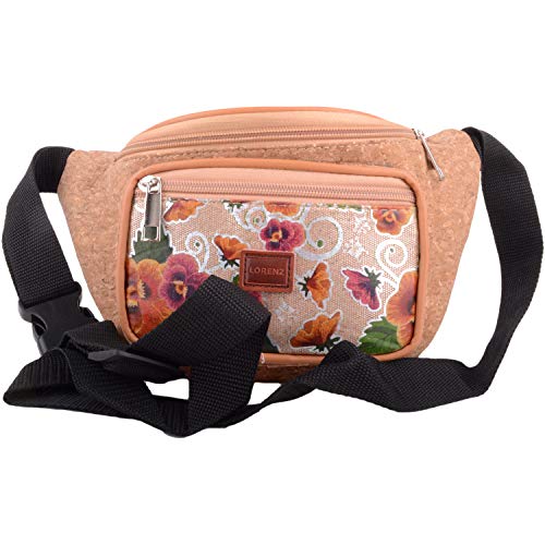 Damen Bauchtasche/Bauchtasche aus Kork mit Blumenmuster, Braun - Metallic-Blumen - Größe: Einheitsgröße Damen Bauchtasche/Bauchtasche aus Kork mit Blumenmuster, Braun - Metallic-Blumen - Größe: Einheitsgröße von Valita