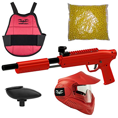 Valken Kinder Kids Gotcha Gun inkl. Maske, Brustpanzer, Loader 120 und 500 Paintballs-Cal. 50, 0.5 J-rot Markierer Set, M Valken Kinder Kids Gotcha Gun inkl. Maske, Brustpanzer, Loader 120 und 500 Paintballs-Cal. 50, 0.5 J-rot Markierer Set, M von Valken