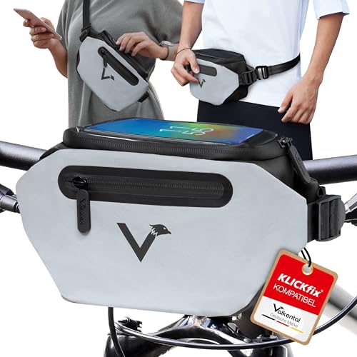 Valkental® x KLICKfix® - 3in1 Fahrradtasche Lenker | Vollreflektierend & Wasserfest - Geeignet als Lenkertasche & Bauchtasche | 4L Volumen | Lenkertasche Fahrrad KLICKfix | Lenkertasche Ebike Valkental® x KLICKfix® - 3in1 Fahrradtasche Lenker | Vollreflektierend & Wasserfest - Geeignet als Lenkertasche & Bauchtasche | 4L Volumen | Lenkertasche Fahrrad KLICKfix | Lenkertasche Ebike von Valkental