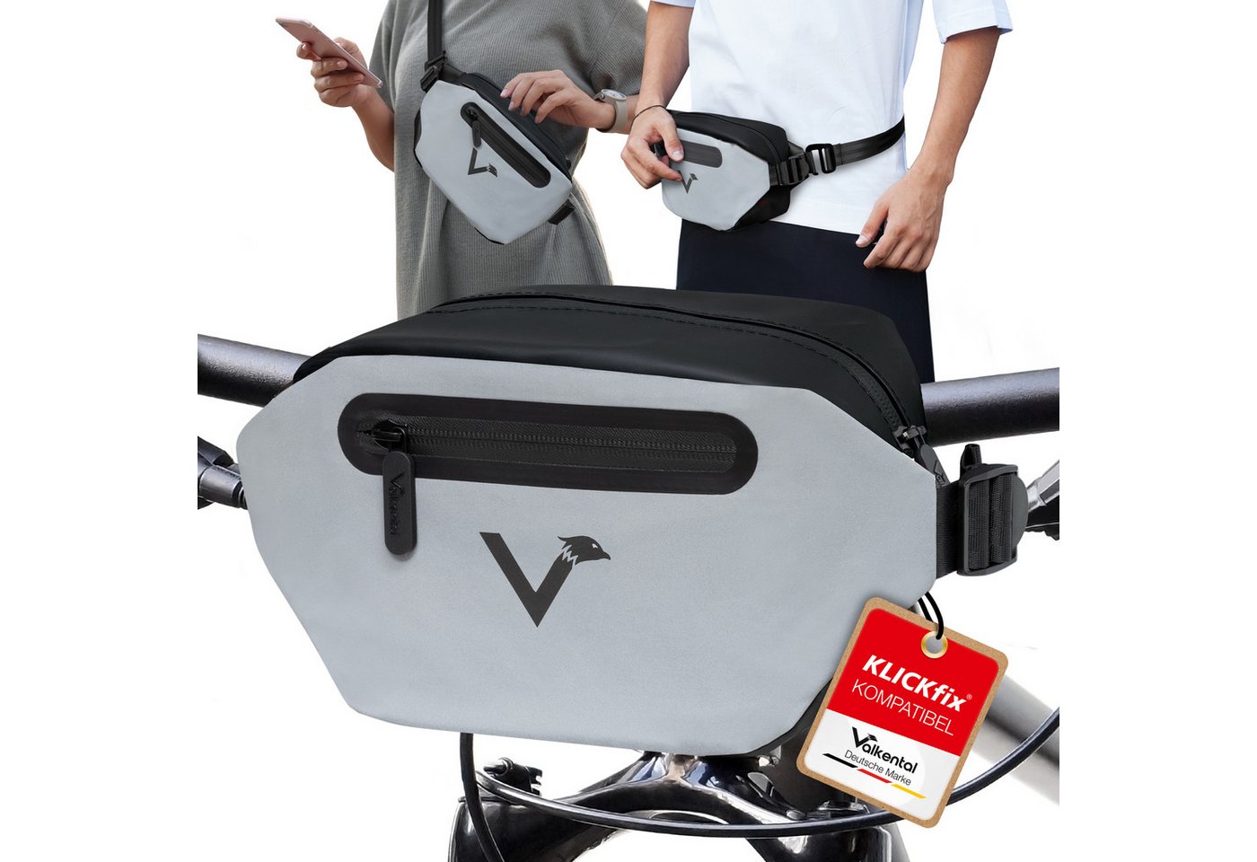 Valkental Lenkertasche City Bag, reflektierend, multifunktional & mit sensibler Handyfolie Valkental Lenkertasche City Bag, reflektierend, multifunktional & mit sensibler Handyfolie von Valkental
