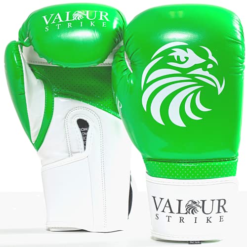 Valour Strike Grüne Boxhandschuhe für Damen und Herren, Set mit 453 g, 397 g, 340 g, 283 g, 227 g, für professionelle Sparring, Kickboxen, MMA, Muay Thai, Boxercise-Training oder Workout von Valour Strike