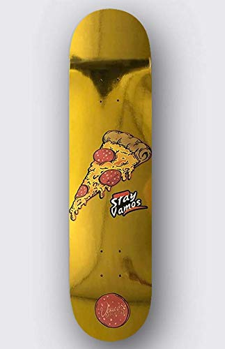 Vamos Skateboards - Gold Pizza Skateboard Deck inkl. Griptape | Premium Canadian Maple | Diverse Breiten (8,50) von Vamos Skateboards