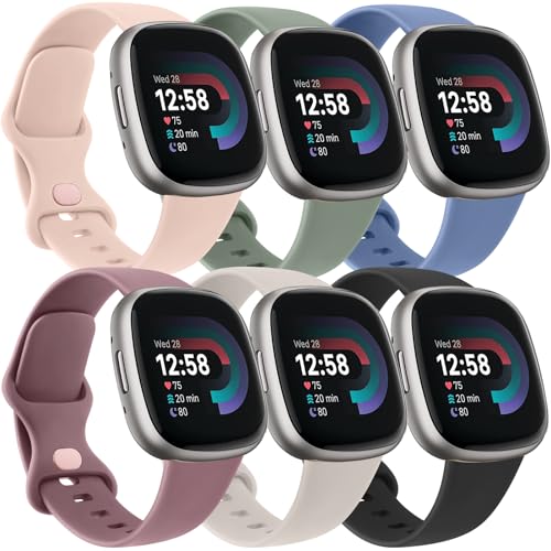 Vancle Band für Fitbit Versa 4 / Versa 3 Bänder, Fitbit Sense 2 / Sense Bands Damen Herren [6er-Pack], klassisches weiches Sport-Ersatzband für Fitbit Sense 2 / Versa 4 Smartwatch von Vancle