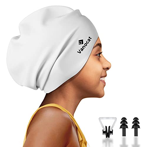 Vanocat Extra Große Badekappe Kinder Lange Haare, wasserdichte Badekappe Mädchen Jungen, Bademütze Schwimmkappe Kinder für Langes, Dickes, Lockiges Haare und Dreadlocks-Zöpfe, Webt Afro-Haar(Grau) Vanocat Extra Große Badekappe Kinder Lange Haare, wasserdichte Badekappe Mädchen Jungen, Bademütze Schwimmkappe Kinder für Langes, Dickes, Lockiges Haare und Dreadlocks-Zöpfe, Webt Afro-Haar(Grau) von Vanocat