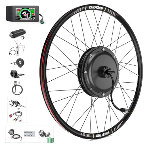 Varstrom E-Bike-Umrüstkit 48V 1000W Hinterrad-Brushless Nabenmotor Kits mit 500C LCD Display, Ebike Conversion Kit Hinterradmotor passend für 27,5 Zoll von Varstrom