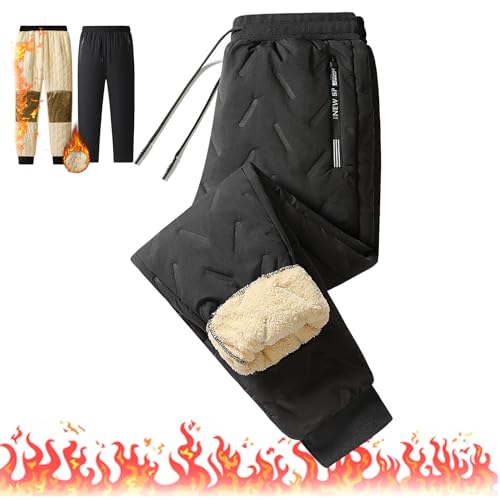 Thermoseal - Waterproof & Windproof Thermal Pants,Mens Sherpa Lined Sweatpants,Julidostore Fleece Pants (Black-B Cuffs,7XL) von Varyhoone