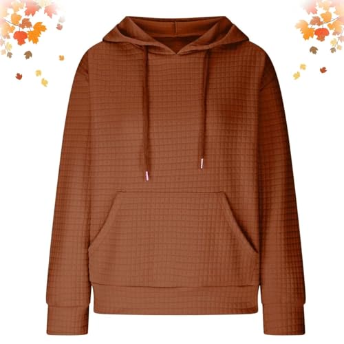 Varyhoone 2024 New Hoodies for Women Waffle Knit Drawstring Pullover Sweatshirts,Fall Hoodies Sweatshirts for Women (Brown,M) von Varyhoone