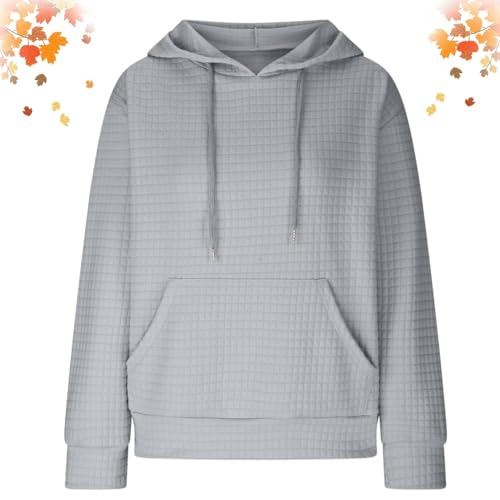 Varyhoone 2024 New Hoodies for Women Waffle Knit Drawstring Pullover Sweatshirts,Fall Hoodies Sweatshirts for Women (Navy,L) von Varyhoone