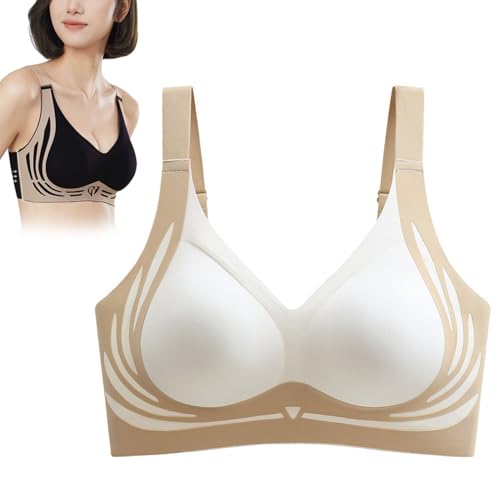 Varyhoone Optimumbid Bra,Zekear Bra,Zekear Wireless Push-Up Bra,Seamless Super Gather Bra (Beige,3XL) von Varyhoone