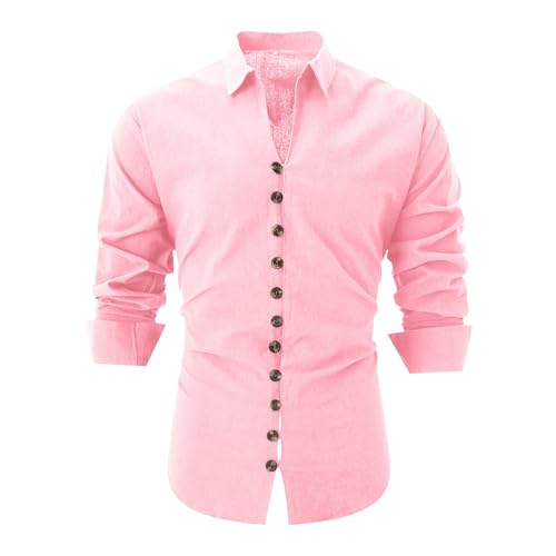 Angebot Des Tages Sport Tshirts Herren Langarm Einfarbig Knopfleiste Shirt Revers Baumwolle Polohemd Leicht Atmungsaktiv Freizeitshirts Regular Fit Langarmshirt Meine Bestellungen Anzeigen (Rosa, L) von Vasreyy