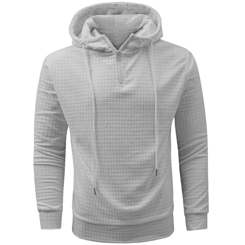 Angebote Des Tages Heute Blitzangebote Sweatshirt Herren Einfarbig 1/4 Zipper Pullover Mit Kapuze Langarm Sweatshirt Freizeit Kapuzenpullover Oversize Kapuzenpulli Blitzangebote Des Tages (Weiß, Xxl) von Vasreyy