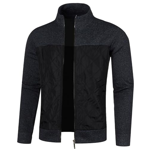 Angebote Herrenjacke Übergangsjacke Stehkragen Farbblock Jacke Blouson Herren Dünne Bomberjacke Mit Reißverschluss Taschen Slim Fit Fliegerjacke Winterparka Herren (Schwarz, XL) von Vasreyy