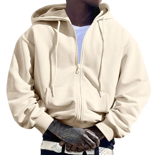 Angebote Kapuzenjacke Herren Kapuzenpullover Herren Lang Sweatjacke Kordelzug Herrenjacken Langarm Warm Jacke Mit Kapuze Zip Up Hoodie Mit Taschen Longsleeve Herren (Khaki, XXL) von Vasreyy