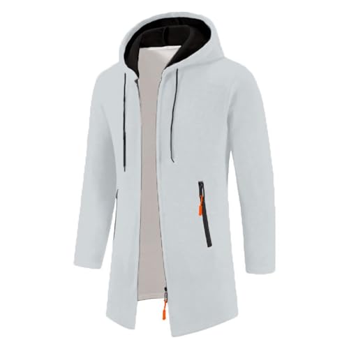 Angebote Softshelljacke Für Herren Warm Einfarbig Sweatjacke Mit Kapuze Langarm Kordelzug Kapuzenjacke Mit Reißverschluss Taschen Casual Outdoor Übergangsjacke Herren Strickjacke (Weiß, L) von Vasreyy