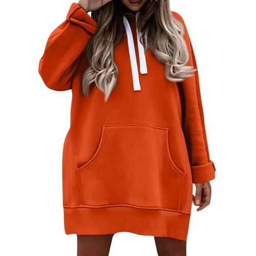 Angebote Tages Blitzangebote Heute Oversize Sweatshirt Damen Y2K Zip Up Hoodie Einfarbig Mittellanger Pullover Mit Kapuze Kordelzug Herbst Winter Kapuzenpullover Übergroßer Hoodie (Saffron, S) von Vasreyy