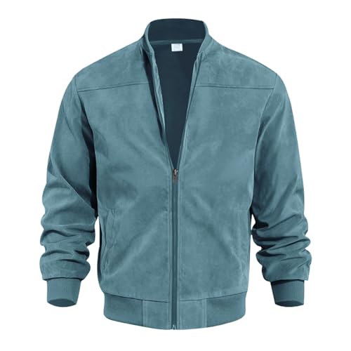 Angebote Winterjacke Herren Langarm Warm Dünne Fliegerjacke Mit Taschen Blouson Herren Pilotenjacke Mit Reißverschluss Leicht Sweatjacke Parka Herren (Light Blue, XL) von Vasreyy