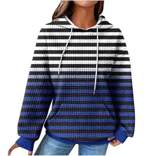 Blitzangebote Des Tages Sweatshirt Kleid Damen Kaschmir Pullover Damen Kapuzenpullover Damen Drucken Kordelzug Mit Kapuze Pullover Pulli Herbst Winter Kapuzenpullover Damen Pullover (Dunkelblau, M von Vasreyy