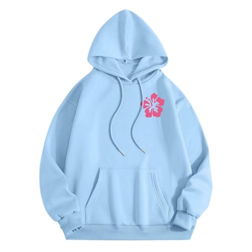 Sale Damenbeung Y2K Zip Up Hoodie Damen Pullover Herbst Oversize Pullover Damen Sweatshirt Bedrucken Hoodie Mit Kapuze Kordelzug Damen Kapuzenpulli Sweatshirt Decken Pullover (Light Blue, Xxl) von Vasreyy