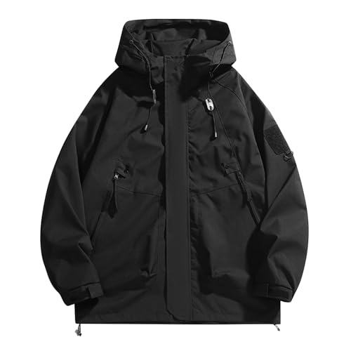 The Deal Fleecejacke Herren Einfarbig Herrenjacke Mit Kapuze Langarm Warme Kapuzenjacke Mit Reißverschluss Taschen Leicht Windbreaker Jacke Pullover Herren(Schwarz, XXL) von Vasreyy