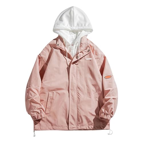 Vasreyy Angebote Rollkragenpullover Herren Herrenjacken Winter Dünne Kordelzug Softshelljacke Mit Kapuze Winddicht Warme Gefüttert Windbreaker Funktionsjacke Longsleeve Herren (Rosa, XL) von Vasreyy