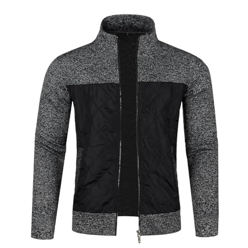 Vasreyy Angebote des Tages Heute Blitzangebote College Jacke Herren Stehkragen Farbblock Jacke Blouson Herren Dünne Bomberjacke Slim Fit Fliegerjacke Hemdjacke Herren (Dunkelgrau, XXL) von Vasreyy