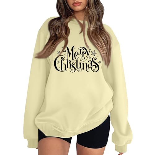 Vasreyy Angebote des Tages Heute Weihnachtspulli Lustig Weihnachtsdruck Pullover Ugly Christmas Sweater Rundhals Langarm Weihnachten Pullover Festlich Teenager Mädchen Langarmshirt von Vasreyy