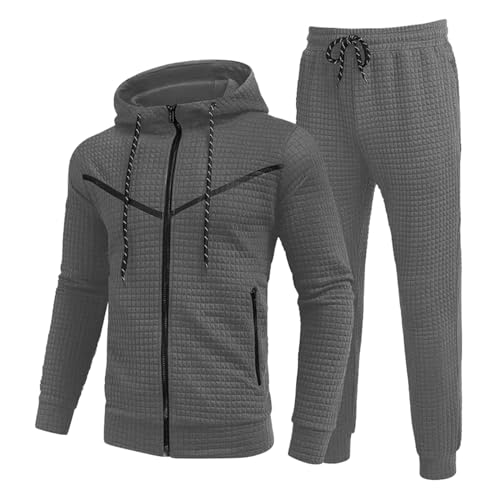 Vasreyy Black Friday Angebote 2024 Ab Wann Freizeitanzug Herren Einfarbig Trainingsanzug Mit Kapuze Langarm Sportanzug Winter Hoodie Overall Freizeitanzug Lose Hoodie Und Jogginghosen (Dunkelgrau, S) von Vasreyy