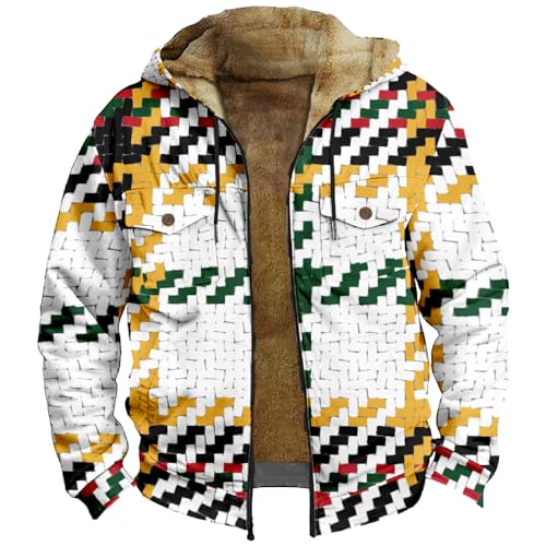 Vasreyy College Jacke Jungen Zipper Hoodie Fitness Kleidung Herren Rollkragen Herren Vintage Hoodie Herren Dicke Strickjacke Übergroßer Hoodie Herren Daunenjacke Herren Winter Warm (Yellow, 3XL) von Vasreyy