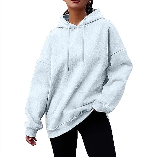 Vasreyy Damenbekleidung Sale Langarmshirt Damen Langarmshirt Damen Eng Einfarbig Pullover Pulli Mit Kapuze Kordelzug Herbst Winter Warm Sweatshirt Weihnachts Hoodie (Weiß, XXL) von Vasreyy