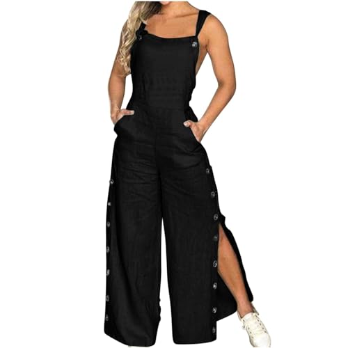 Vasreyy Jumpsuit Elegant Jumpsuit Mädchen Sommer Damen Jumpsuit Jumpsuit Damen Kuschelig Damen Latzhose Jeans Hoddies Frauen Oversize Sommermode Damen Stretchy Jumpsuit Overall Aus(S,Schwarz) von Vasreyy