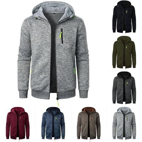 Vasreyy Meine Bestellungen Anzeigen Fleecejacke Herren Einfarbig Zipper Kapuzenjacke Langarm Warm Kordelzug Hoodie Mit Kapuze Casual Outdoor Sweatjacke Winter Übergangsjacke Herren-Jacken von Vasreyy