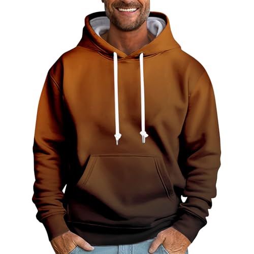 Vasreyy Meine Bestellungen Anzeigen Pullover Für Herren Winter Hoodie Farbverlauf Pullover Mit Kapuze Langarm Warm Sweatshirt Mit Kordelzug Tasche Freizeit Kapuzenpullover Blitzangebote (Orange, M) von Vasreyy