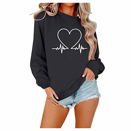 Vasreyy Meine Bestellungen Anzeigen Y2K Clothes Lang Herz Pullover Langarm Rundhals Pulli Ohne Kapuze Oversized Langarmshirt Damen Leichte Sweatshirt Elegant Tunika Bluse Oversize Pullover Damen von Vasreyy