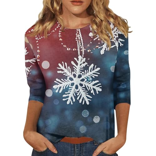 Vasreyy Sale Angebote Weihnachtspulli 3/4 Ärmel Pullover Lustig Weihnachten Bedrucken Sweatshirt Rundhals Christmas Langarmshirt Festliche Karneval Weihnachtsshirt Weihnachten Pullover Damen Lustig von Vasreyy