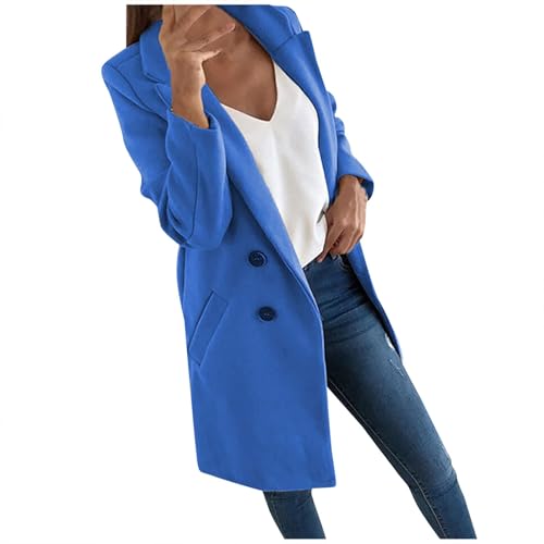 Vasreyy Sale Damencardigan Damen Langlang Elegant Einfarbig Vorne Offen Coatigan Revers Knopfleiste Jacke Leicht Cardigan Winter Pullover Langarm Warm Strickmantel Blitzangebote (Himmelblau, XXL) von Vasreyy