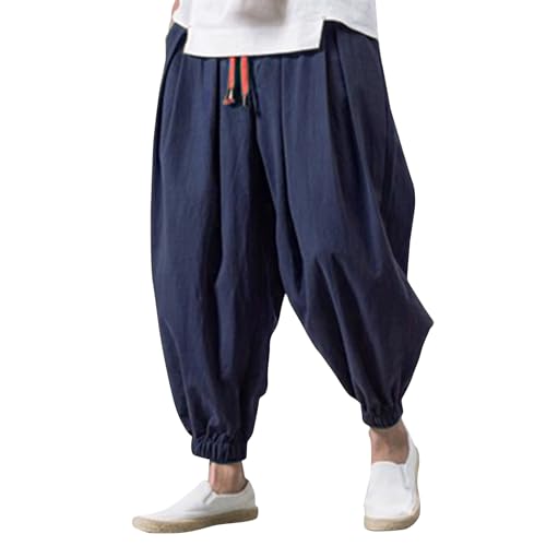 Vasreyy Sommerhosen Herren Jogginghose Herren Laufhose Herren Lang Sweatpants Herren Leinenhose Herren Lang Baggy Jeans Schwarz Jeans Weste Für Männer Skater Jeans Baggy Chino Hose Herren(XXL,Marine) von Vasreyy