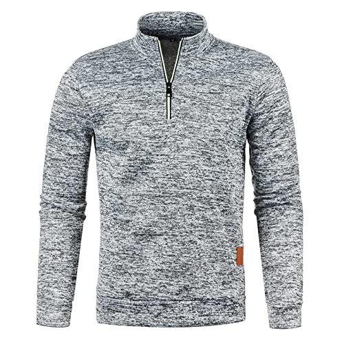 Vasreyy Warehouse Deals Angebote Herren Sweatshirt Langarm Stehkragen Pullover Mit Reissverschluss Sweatshirt Herren Ohne Kapuze Casual Outdoor Laufshirt Jacke Leichte Langarmshirt (Light Gray, XXL) von Vasreyy