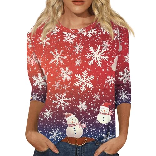 Vasreyy Weihnachten Sale Basic Shirt Damen Lustig Weihnachten Bedrucken Sweatshirt Damen Oversized Rundhals Bluse Christmas Langarmshirt Festliche Karneval Weihnachtsshirt Damen Weihnachtspulli von Vasreyy