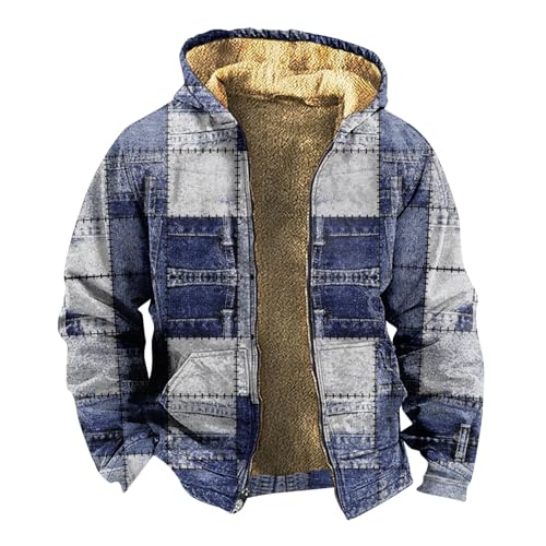 Vasreyy gefütterte Jacke Herren Herren wintermantel Winterpullover Herren warm Gehrock Herren Winter Jacken Für Männer Parka Herren Winter Lang Herren Mantel Schwarz Herren Klamotten (Blue, XXL) von Vasreyy