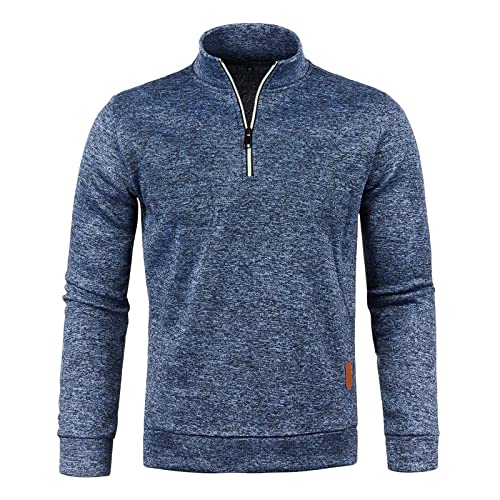 Warehouse Deal Retourenware Herren Sweatjacke Langarm Stehkragen Pullover Mit Reissverschluss Sweatshirt Herren Ohne Kapuze Casual Outdoor Laufshirt Jacke Leichte Langarmshirt Herrenjacke (Navy, Xl) von Vasreyy