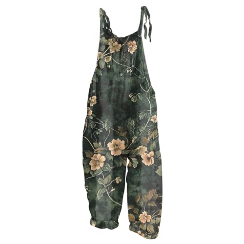 hosenanzug damen festlich jumpsuit elegant damen 2 stück casual outfits Latzhosen Für Herren Ärmelloser Overall Denim-Overalls Für Damen Latzhosen+für+damen Arbeitshose Damen (3XL, Dark Green) von Vasreyy