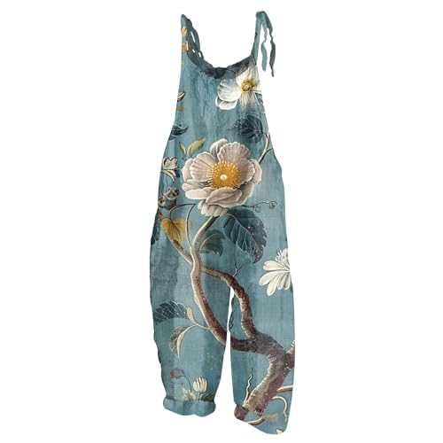 jumpsuit damen elegant für hochzeit jumpsuit kurz jumpsuit damen sommer locker Women Jumpsuits Pinafore Leoparden Overall Damen Strampler Damen Damen Latzhose Sommer Baggy Sommer (M, Light Blue) von Vasreyy